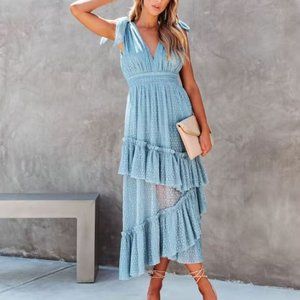 CARRIE IN PARIS TIERED TULLE MIDI DRESS